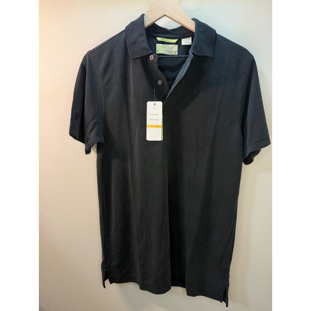 CUBAVERA Men's Black Short‎ Sleeve Polo Shirt Size Small Cotton Modal Blend